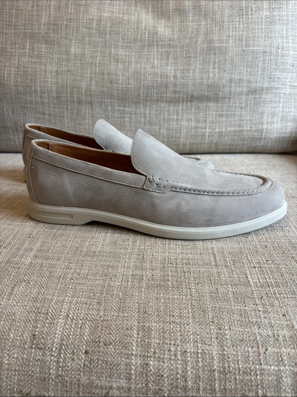 Peter Millar Light Taupe Suede Slip-On Loafers